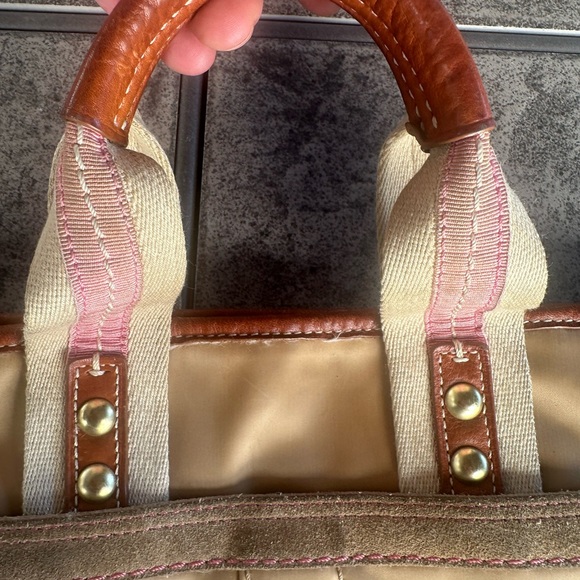 Used COACH LO6M-126 mini tan fabric leather purse handbag - Picture 6 of 7